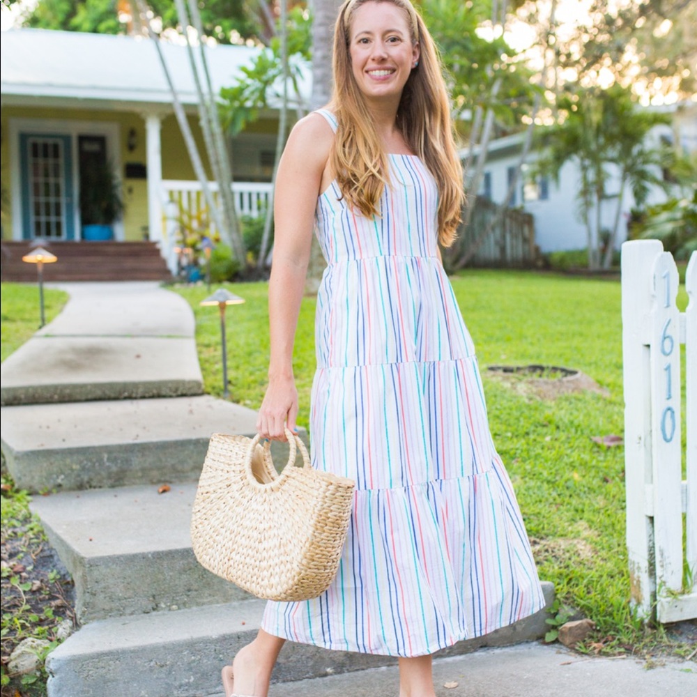 NWT J Crew Factory Tiered Maxi Cotton Poplin Dress size 10